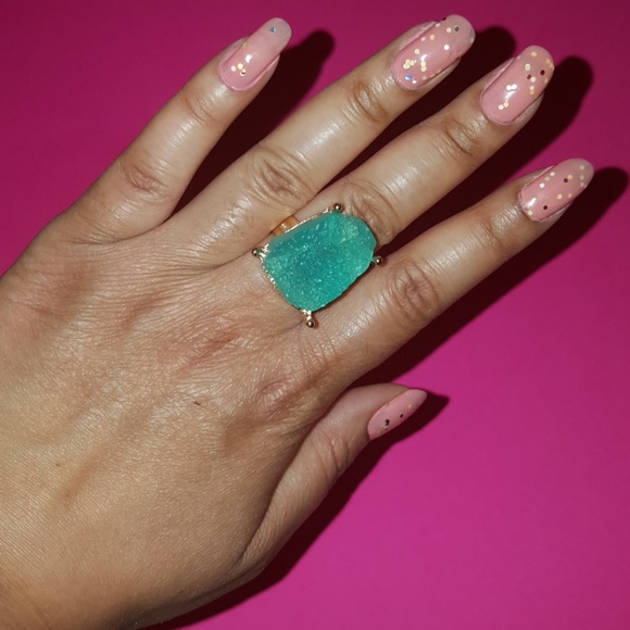 Farah Jewelry Jewelry - Turquoise Druzy Statement Ring